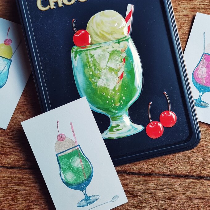 消しゴムはんこNo.107 うさぎとクリームソーダ mizutamaの商品一覧